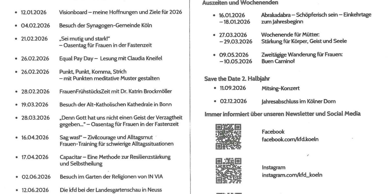kfd - Veranstaltungen 2026